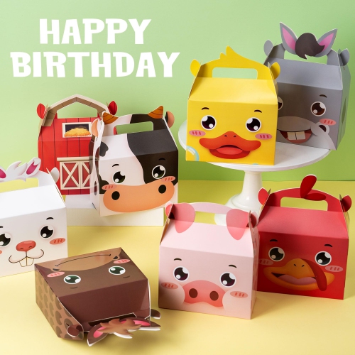 Farm Animals Birthday Party Favors Set 82 PCS Barnyard Animal Masks Sticker Keychains Straw Slap wristbands Rubber Pigs