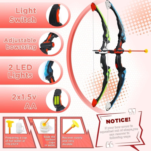 FINCOME Bow and Arrow Kids 8-12, 2 in 1 Archery Set Shooting Games Toys with Movable Standing Target, 20 Suction Cup Arr