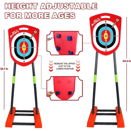 FINCOME Bow and Arrow Kids 8-12, 2 in 1 Archery Set Shooting Games Toys with Movable Standing Target, 20 Suction Cup Arr