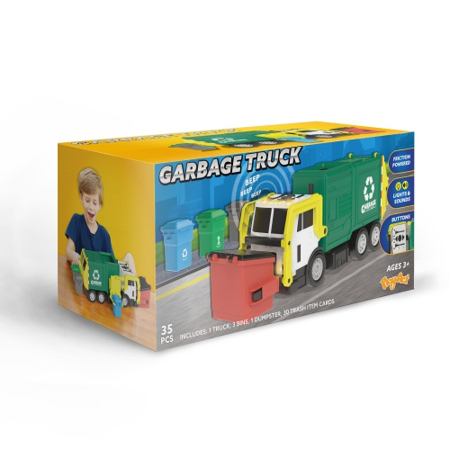 JOYIN 16" Large Garbage Truck Toys for Boys, Realistic Trash Truck Toy with Trash Can Lifter and Dumping Function, Garba