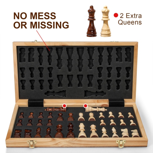 Magnetic Chess Set for Adults & Kids, 15" Wooden Folding Chess Boards, Handcrafted Portable Travel Chess Game for Beginn