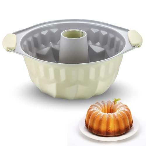 Boxiki Kitchen Premium Non-Stick Fluted Cake Pan - Ceramic Bakeware for Perfect Pound Cakes, Chocoflan & More - Durable