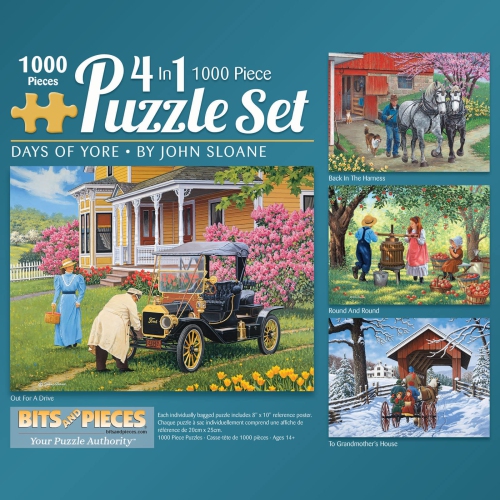 Bits and Pieces - 4-in-1 Multi-Pack - 1000 Piece Jigsaw Puzzles for Adults-Each Measures 20" x 27"-Days of
