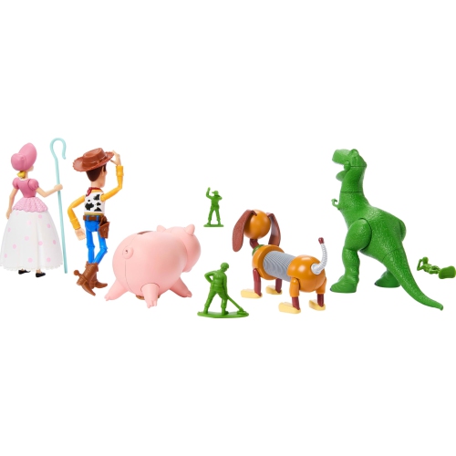 Mattel Disney Pixar Storytellers Pack Figures, Toy Story 4-Inch Scale Multi-Pack, Woody Rex Slinky Dog Hamm Bo-Peep & 4