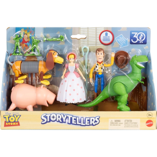 Mattel Disney Pixar Storytellers Pack Figures, Toy Story 4-Inch Scale Multi-Pack, Woody Rex Slinky Dog Hamm Bo-Peep & 4