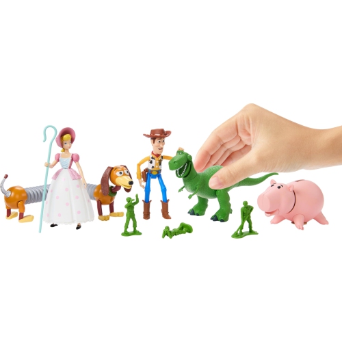 Mattel Disney Pixar Storytellers Pack Figures, Toy Story 4-Inch Scale Multi-Pack, Woody Rex Slinky Dog Hamm Bo-Peep & 4