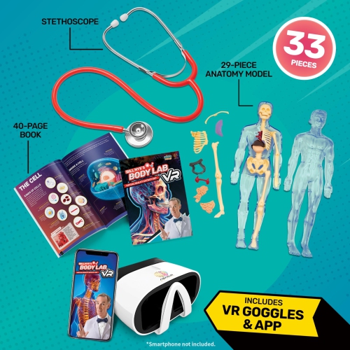 Abacus Brands Bill Nye's Science Squad: Body Lab VR - Virtual Reality Kids Science Kit, Book and Interactive Learning Ac