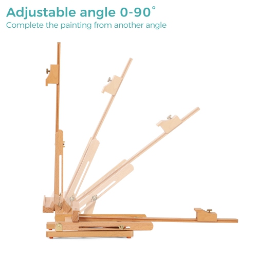 VISWIN – Chevalet de table en H de 25&nbsp;po de hauteur, supporte une toile jusqu'à 16&nbsp;po, chevalet de bureau ajustable en bois de hêtre