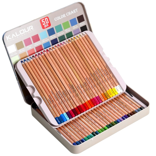 Crayons de couleur craie pastel KALOUR Pro, ensemble de 50 couleurs, crayons de charbon de couleur pour dessiner, colorier, A