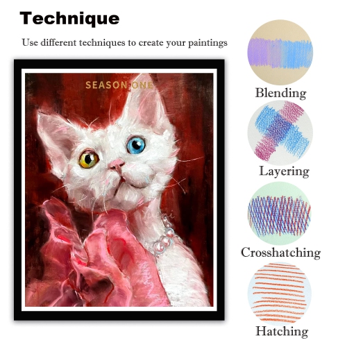 Crayons de couleur craie pastel KALOUR Pro, ensemble de 50 couleurs, crayons de charbon de couleur pour dessiner, colorier, A