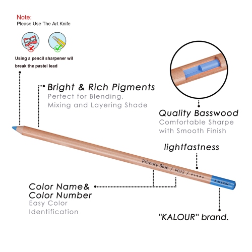 Crayons de couleur craie pastel KALOUR Pro, ensemble de 50 couleurs, crayons de charbon de couleur pour dessiner, colorier, A