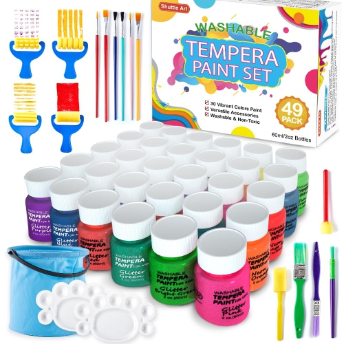 Peinture tempéra Shuttle Art, 30 couleurs de peinture lavable pour enfants, bouteille 2&nbsp;oz/60&nbsp;ml, peintures de doigts non toxiques pour