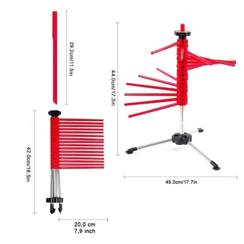 MILANGE Pasta Drying Rack Collapsible Pasta Dryer Rack Foldable Noodle Dryer Rack Stand with 16 Anti Slip Rods Holding u