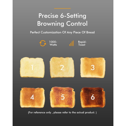 Clear View Toaster LONGDEEM 1.75" Wide Slot, 10.2" Extra Long Slots Glass Toasters Stainless Steel 2 Slice with 6 Browni