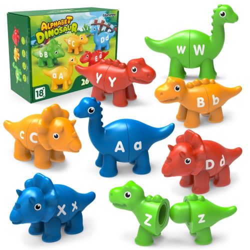 Learning Toys for 2 3 4 5 Year Old, 26PCS Dinosaur Alphabet Learning Toys with Uppercase and Lowercase,Preschool Activit
