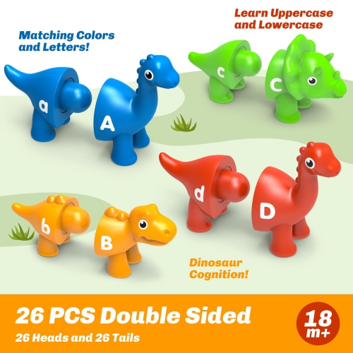 Learning Toys for 2 3 4 5 Year Old, 26PCS Dinosaur Alphabet Learning Toys with Uppercase and Lowercase,Preschool Activit