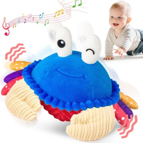 Bébé Toys – 12-18 mois, Crabe en peluche musical rampant – 40 chansons et enregistrement, sauteur dansant en marchant