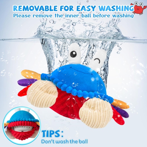 Bébé Toys – 12-18 mois, Crabe en peluche musical rampant – 40 chansons et enregistrement, sauteur dansant en marchant