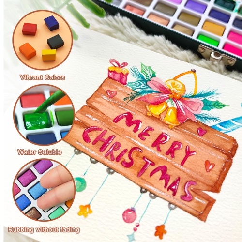 Ensemble de peinture à l'aquarelle Artecho 168 couleurs dans une boîte portative, ensemble d'aquarelle de voyage avec papiers aquarelle et pinceaux,