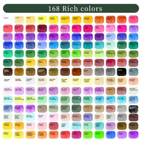 Ensemble de peinture à l'aquarelle Artecho 168 couleurs dans une boîte portative, ensemble d'aquarelle de voyage avec papiers aquarelle et pinceaux,