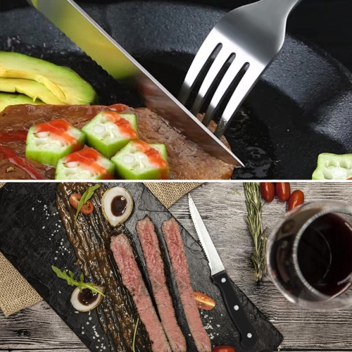 Silverware Set, MASSUGAR 48-Piece Silverware Utensil Set with Steak Knives for 8, Stainless Steel Flatware Cutlery Set f