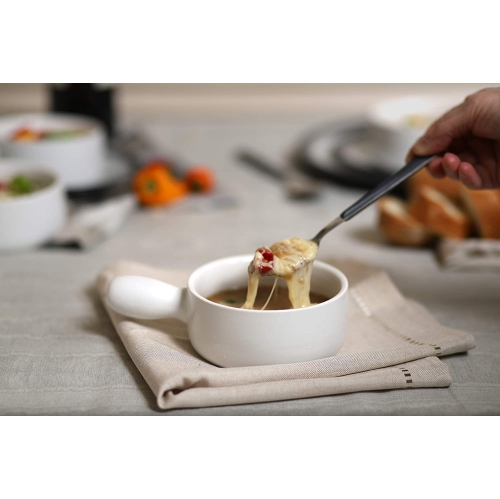 Bols à soupe à l'oignon français avec poignées de GOURMEX 15&nbsp;oz | Ensemble de bols en céramique empilables de 15 oz | Céréales, salades ou