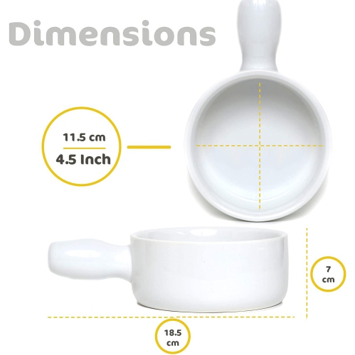 Bols à soupe à l'oignon français avec poignées de GOURMEX 15&nbsp;oz | Ensemble de bols en céramique empilables de 15 oz | Céréales, salades ou