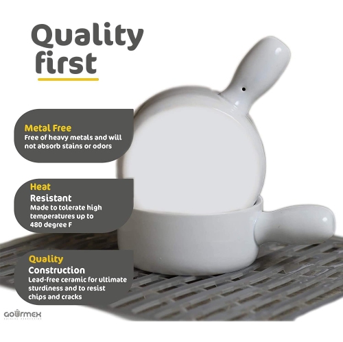 Bols à soupe à l'oignon français avec poignées de GOURMEX 15&nbsp;oz | Ensemble de bols en céramique empilables de 15 oz | Céréales, salades ou