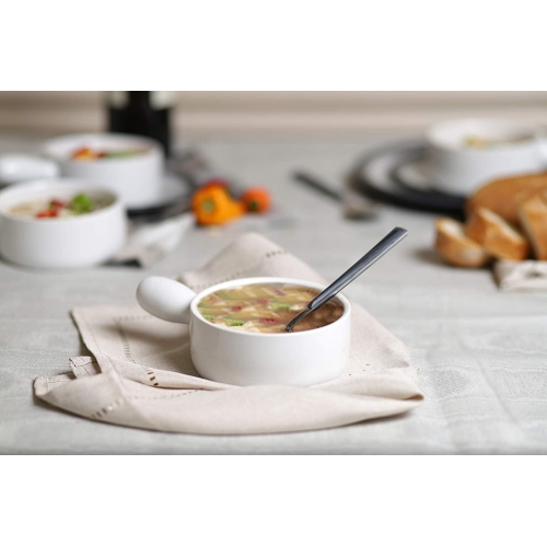Bols à soupe à l'oignon français avec poignées de GOURMEX 15&nbsp;oz | Ensemble de bols en céramique empilables de 15 oz | Céréales, salades ou
