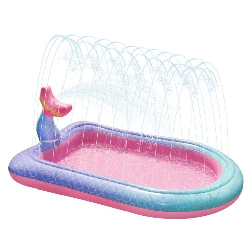 68" Sprinkler & Splash Pad for Kids, Large Outdoor Sprinklers Play Mat Summer Water Play Toys Pool Inflatable Mermaid Sp