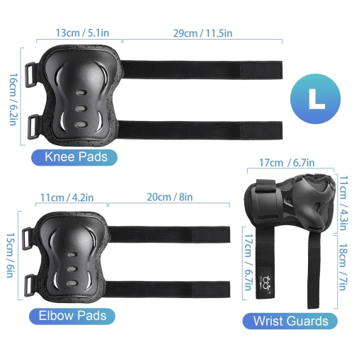 Knee Pads Elbow Pads with Wrist Guards Protective Gear Set for Kids Youth Adult Skateboard Sports Skateboarding Roller S
