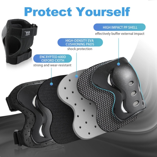 Knee Pads Elbow Pads with Wrist Guards Protective Gear Set for Kids Youth Adult Skateboard Sports Skateboarding Roller S