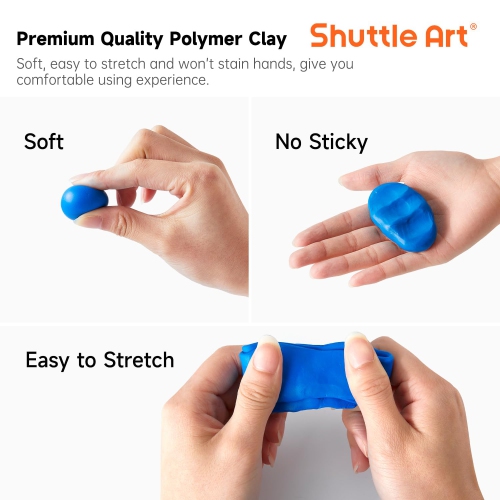 Shuttle Art Polymer Clay, 57 Colors Oven Bake Modeling Clay, Creative Clay Kit with 19 Clay Tools and 10 Kinds of Access
