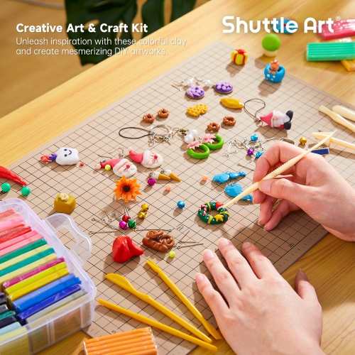 Shuttle Art Polymer Clay, 57 Colors Oven Bake Modeling Clay, Creative Clay Kit with 19 Clay Tools and 10 Kinds of Access