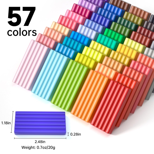 Shuttle Art Polymer Clay, 57 Colors Oven Bake Modeling Clay, Creative Clay Kit with 19 Clay Tools and 10 Kinds of Access