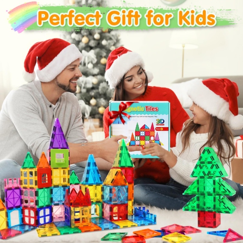 Magnetic Tiles Toys for 3 4 5 6 7 8+ Year Old Boys and Girls Large Magnetic Building Blocks Set for Kids Toddler Magnet