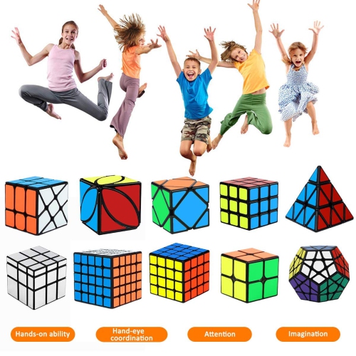 Speed Cube Set, Aitey Cube Bundle 2x2 3x3 4x4 5x5 Pyramid Megaminx Skew Mirror Ivy Windmill Sticker Magic Cube Collectio
