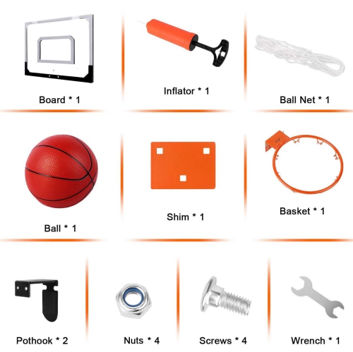 TEUVO Basketball Hoop for Kids and Adults, Strong Indoor Mini Basketball Hoop Set with Pump, Over The Door Game Sport To