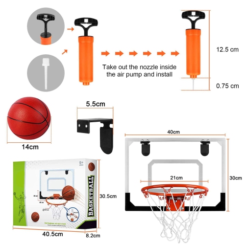 TEUVO Basketball Hoop for Kids and Adults, Strong Indoor Mini Basketball Hoop Set with Pump, Over The Door Game Sport To