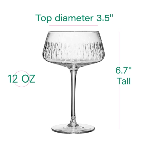Verres Vintage Flamingo Belle Coupe pour cocktails et champagne | Collection de verres tropicaux Chic | Ensemble de 4 | 12 oz