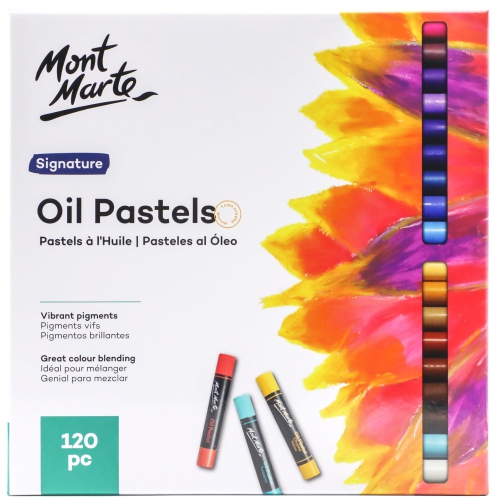 Huile Pastels Signature de Mont Marte, 120 pièces, 120 couleurs variées, ensemble pastel à l'huile vibrante, mélange et superposition parfaits