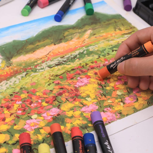 Huile Pastels Signature de Mont Marte, 120 pièces, 120 couleurs variées, ensemble pastel à l'huile vibrante, mélange et superposition parfaits