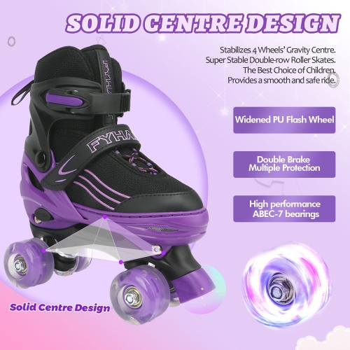 HXWY – Patins à roulettes pour garçons filles, enfants, 4 tailles de patins à roulettes réglables pour adultes et jeunes avec roues illuminées,