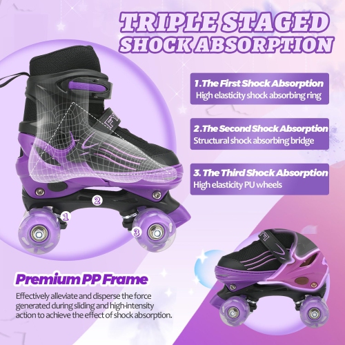 HXWY – Patins à roulettes pour garçons filles, enfants, 4 tailles de patins à roulettes réglables pour adultes et jeunes avec roues illuminées,