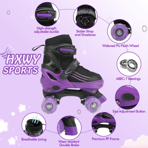 HXWY – Patins à roulettes pour garçons filles, enfants, 4 tailles de patins à roulettes réglables pour adultes et jeunes avec roues illuminées,