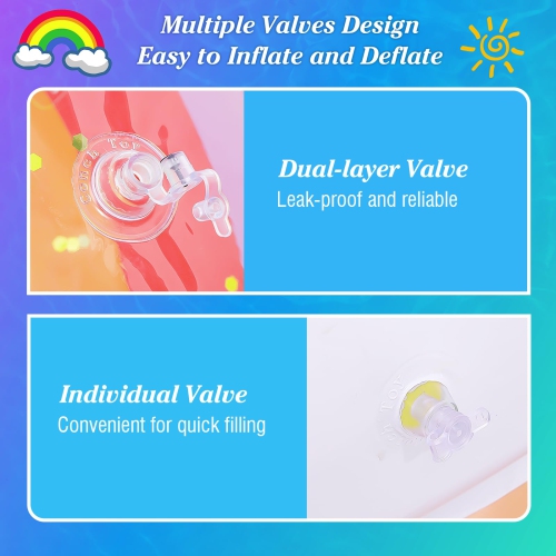 MoKo Pool Floats Adult, 2 Seat Inflatable Chairs, Rainbow Pool Floaties with Clouds Backrests, Inflatable Pool Toys with