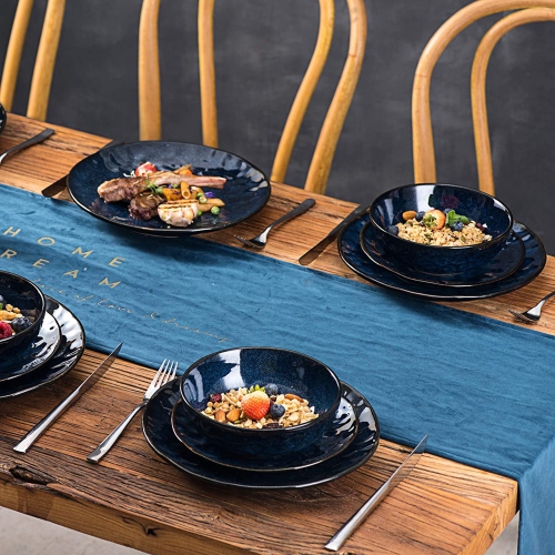 vicrays Ceramic Dessert Salad Plates, 8 Inch, Set of 6, Round, Microwave, Oven, and Dishwasher Safe, Scratch Resistant,