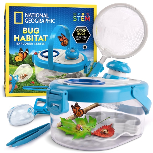 National Geographic Bug Catcher Kit for Kids - Insect Habitat with Magnified Viewer, Catcher, Tweezers & Learning Guide,