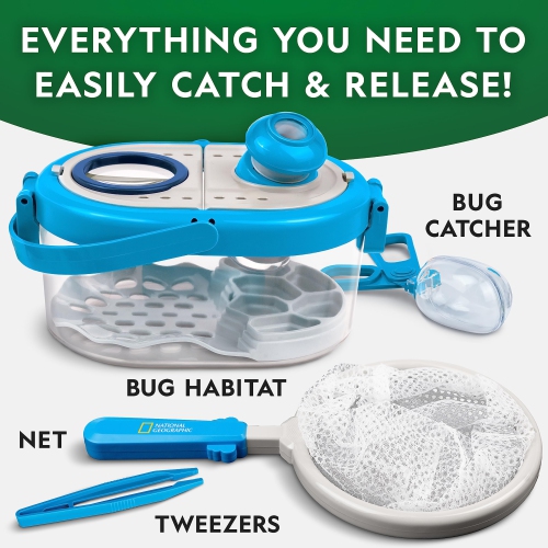 National Geographic Bug Catcher Kit for Kids - Insect Habitat with Magnified Viewer, Catcher, Tweezers & Learning Guide,