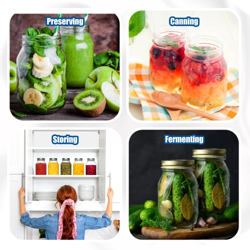 EHOMEA2Z Mason Jars 32 Oz With Lids Regular Mouth Preserving Spices,Storage,Meal Prep, Overnight Oats,Dry Food